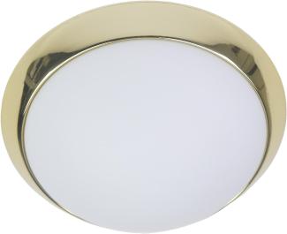 LED-Deckenleuchte rund, Opalglas matt, Dekorring Messing poliert, Ø 25cm