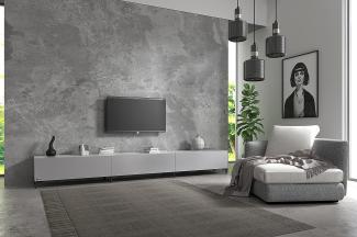 Wuun® TV-Board Lowboard Wohnwand TV-Bank Somero / 300cm (3 x 100cm) /Perl-Matt-Grau/Vita Schwarz