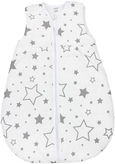 TupTam Baby Ganzjahres Schlafsack Ärmellos Wattiert, Farbe: Sterne Grau/Weiß, Größe: 68-74