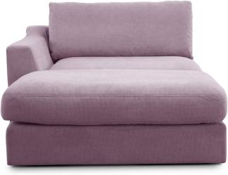 CAVADORE Sofa-Modul "Fiona" Longchair mit Armteil links / XXL-Recamiere passend zur Couchgarnitur Fiona / 139 x 90 x 199 / Webstoff flieder-lila
