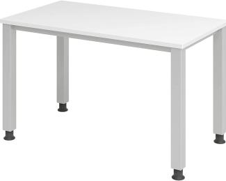 mcbuero. de Schreibtisch 4-Fuß-rund 120x67cm Weiß/Silber