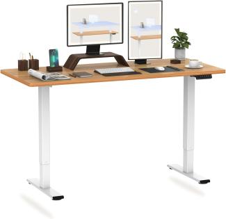 Flexispot Hemera Höhenverstellbarer Schreibtisch (180 x 80 cm), mit Memory-Steuerung und Softstart/-Stop& integriertes Anti-Kollisionssystem, Weiß Gestell + Ahorn Tischplatte