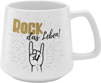 GRUSS & CO Tasse konisch "Rock das Leben!" | Steinzeug, 43 cl, mehrfarbig | Geschenk Freunde | 48450