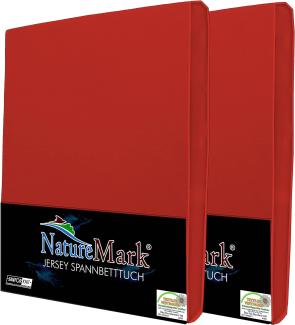 NatureMark 2er Pack Kinder Jersey Spannbettlaken, Spannbetttuch 100% Baumwolle in vielen Größen und Farben MARKENQUALITÄT ÖKOTEX Standard 100 | 70x140 cm - rot