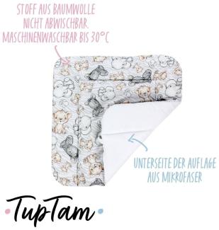 TupTam Baby Wickeltischauflage mit Baumwollbezug Gemustert, Farbe: Safari, Größe: 70 x 60 cm