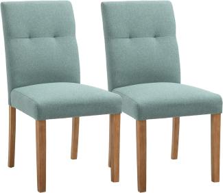 HOMCOM Esszimmerstühle 2er-Set mit gepolstertem Sitz Stuhl Polsterstuhl Leinen-Polyester-Gewebe Schaumstoff Gummiholz Grün 50 x 62 x 96 cm