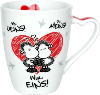 Sheepworld 45183 Tasse Ich: Deins! Du: Meins! Wir: Eins!, Porzellan, 30 cl, Geschenktasse mit Liebesmotiv