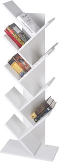 ML-Design Bücherregal Weiß mit 8 Ebenen in Bauform 50x25x140 cm aus Spanplatte und Melaminfurnier