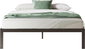Novilla Doppelbett Metallrahmen 4ft6 mit massiven Holzlatten für Erwachsene Schlafzimmer, Schwarz, Double