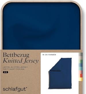 Schlafgut Knitted Jersey Bettwäsche | Bettbezug einzeln 135x200 -140x200 cm | blue-deep
