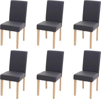 6er-Set Esszimmerstuhl Stuhl Küchenstuhl Littau ~ Kunstleder, grau matt, helle Beine