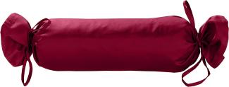 Mako Satin / Baumwollsatin Nackenrollen Bezug uni / einfarbig pink 15x40 cm mit Bändern