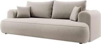 Selsey Sofa Schlafsofa Couch Mit Stauraum Schlaffunktion 3 Sitzer Pflegeleicht Polyurethanschaum Veloursoptik Creme OVO