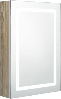 vidaXL LED-Bad-Spiegelschrank Weiß und Eiche-Optik 50x13x70 cm, Mit Beleuchtung [326493]