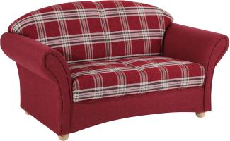 Corona Sofa 2-Sitzer Flachgewebe Rot Buche Natur