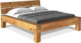 Möbel-Eins CURBY Balkenbett  mit Kopfteil, 4-Fuß, Material Massivholz natur 140 x 220 cm