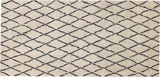 Teppich beige schwarz 80 x 150 cm geometrisches Muster Kurzflor MIDYAT