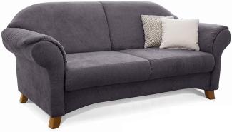 Cavadore 2-Sitzer Sofa Maifayr mit Federkern / Moderne 2-sitzige Couch im Landhausstil mit Holzfüßen / 164 x 90 x 90 / grau