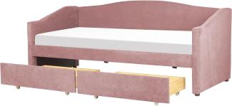 Tagesbett Polsterbezug rosa mit Bettkasten 90 x 200 cm VITTEL