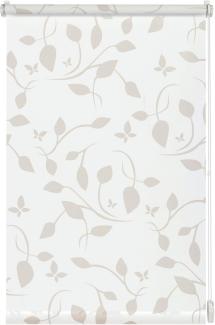 Gardinia EasyFix Rollo mit Blättern weiß beige 75 x 150 cm