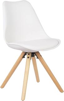 WOLTU® BH52ws-1 1 Stück Esszimmerstuhl, mit Sitzfläche aus Kunstleder, Design Stuhl, Küchenstuhl, Holz, Weiß
