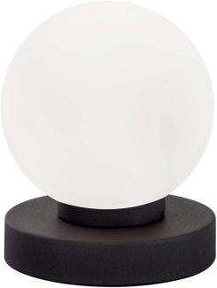 LED Tischleuchte Kugel Glasschirm Weiß Sockel Rost Optik Touch dimmbar, Ø12cm