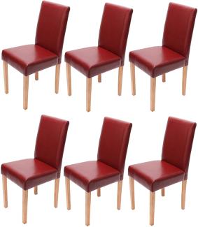 6er-Set Esszimmerstuhl Stuhl Küchenstuhl Littau ~ Kunstleder, rot, helle Beine