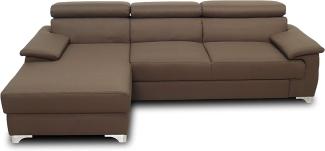 DOMO. collection Niria Ecksofa | Eckcouch mit Schlaffunktion und Rückenfunktion | Sofa L Form Couch, Schlafsofa, braun, 271x167x78 cm