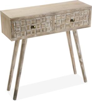 Versa Anish Schmales Möbelstück für den Eingangsbereich oder Flur, Moderner Konsolentisch, mit 2 Schubladen, Maßnahmen (H x L x B) 81,5 x 25 x 80 cm, Holz, Farbe: Braun und Grau