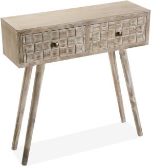 Versa Anish Schmales Möbelstück für den Eingangsbereich oder Flur, Moderner Konsolentisch, mit 2 Schubladen, Maßnahmen (H x L x B) 81,5 x 25 x 80 cm, Holz, Farbe: Braun und Grau