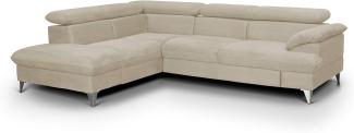 Mivano Ecksofa David / Moderne Couch in L-Form mit verstellbaren Kopfstützen und Ottomane / 256 x 71 x 208 / Mikrofaser-Bezug, Creme-Weiß