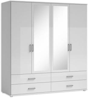 IVAR Kleiderschrank mit Spiegeln und Schubladen - Vielseitiger Drehtürenschrank 4-türig in Weiß - 180 x 190 x 51 cm (B/H/T)