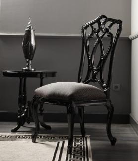 Casa Padrino Luxus Barock Esszimmer Stuhl Grau / Schwarz H. 116 cm - Barock Esszimmer Möbel