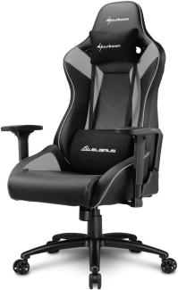 Sharkoon Elbrus 3 Premium Gaming Stuhl, mit Kunstlederbezug, Aluminiumfußkreuz, 3-Wege-Armlehnen, Stahlrahmen, Kopf- und Lendenkissen mit Stoffbezug, Grau