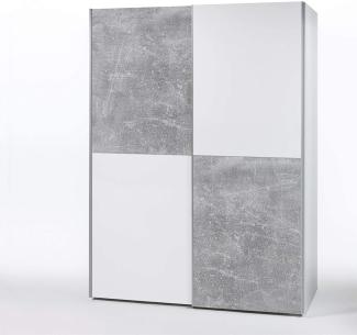 'Puls' Schwebetürenschrank, weiß/beton, Schachbrettoptik, ca. 170 cm