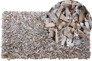 Teppich Leder hellbeige 80 x 150 cm Shaggy MUT