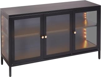 Sideboard Metall Glas schwarz mit LED-Beleuchtung 3 Türen NEWPORT