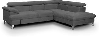Mivano Eckcouch David / Modernes Sofa in L-Form mit verstellbaren Kopfteilen und Ottomane / 256 x 71 x 208 / Mikrofaser-Bezug, Dunkelgrau