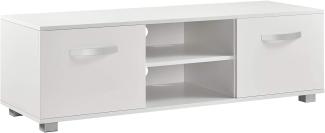 en. casa Fernsehtisch 120 x 40 x 38 cm TV Lowboard mit Schranktüren und Ablagefächern Spanplatte Weiß