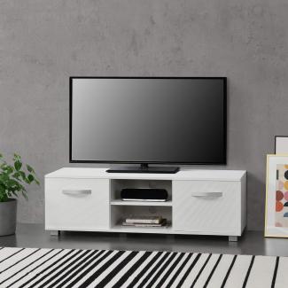 en. casa Fernsehtisch 120 x 40 x 38 cm TV Lowboard mit Schranktüren und Ablagefächern Spanplatte Weiß