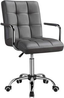 Yaheetech Bürostuhl, ergonomischer Schreibtischstuhl, Drehstuhl mit Rollen, Chefsessel Bürosessel mit Armlehnen, Office Stuhl, stufenlos höhenverstellbar, aus Kunstleder