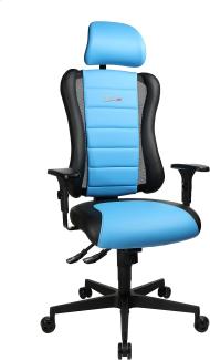 Topstar Sitness RS Büro-/Gaming-/Schreibtisch- Stuhl, inkl. Armlehnen und Kopfstütze, Stoff, blau / schwarz, 60 x 68 x 139 cm