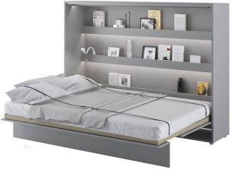 Schrankbett Bed Concept, Wandklappbett mit Lattenrost, V-Bett, Wandbett Bettschrank Schrank mit integriertem Klappbett Funktionsbett (BC-04, 140 x 200 cm, Grau/Grau, Horizontal)