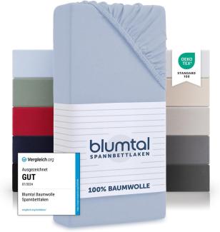 Blumtal® Basics Jersey (2er-Set) Spannbettlaken 100x200cm -Oeko-TEX Zertifiziert, 100% Baumwolle Bettlaken, bis 7cm Topperhöhe, Hellblau