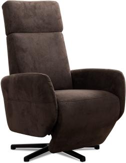 Cavadore TV-Sessel Cobra / Fernsehsessel mit Liegefunktion, Relaxfunktion / Stufenlos manuell verstellbar / Sternfuß, belastbar bis 130 kg / 71 x 110 x 82 / Lederoptik, Dunkelbraun