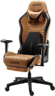 AutoFull Gaming Stuhl Bürostuhl Gamer Ergonomischer Schreibtischstuhl PC-Stuhl mit hoher Rückenlehne und Lendenwirbelstütze,Einstellbare Sitzhöhe und Rückenlehnenneigung, Fußstütze,Braun