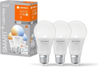 LEDVANCE Smarte LED-Lampe mit WiFi-Technologie für E27-Sockel, matte Optik ,Lichtfarbe änderbar (2700K-6500K), 806 Lumen, Ersatz für herkömmliche 60W-Leuchtmittel, smart dimmbar, 3-er Pack