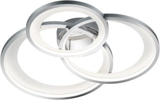 LED Deckenleuchte GRANADA mit drei Ringen in Chrom, dimmbar, Breite 71cm