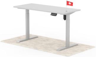 elektrisch höhenverstellbarer Schreibtisch ECO 140 x 60 cm - Gestell Grau, Platte Grau