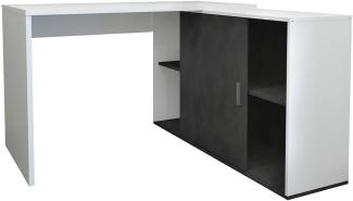 FMD Möbel - VALLEY - Schreibtisch - melaminharzbeschichtete Spanplatte - weiß Perl / Matera - 118 x 75 x 124,5cm